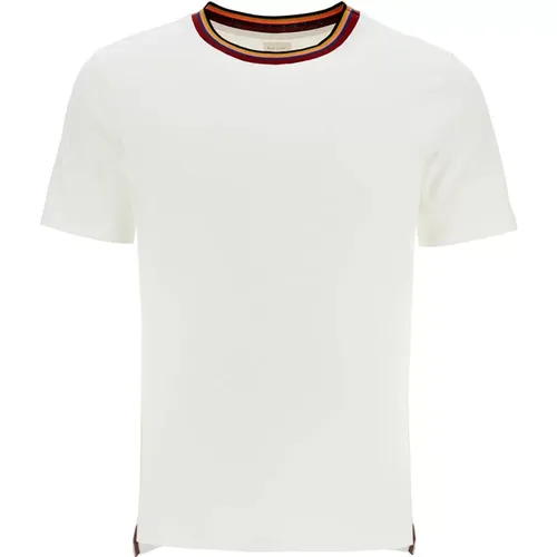 Gestreiftes Geripptes T-Shirt Leichte Baumwolle , Herren, Größe: S - PS By Paul Smith - Modalova