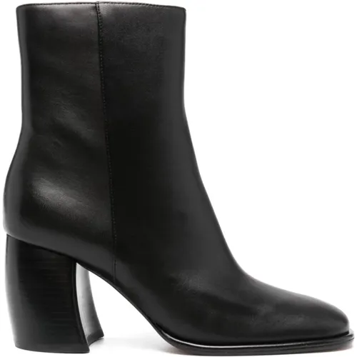 Schwarze Leder Reißverschluss Stiefeletten , Damen, Größe: 37 1/2 EU - Michael Kors - Modalova