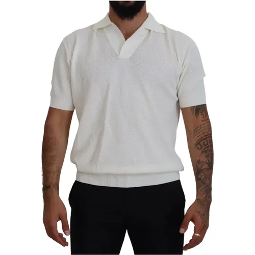 Weißes Baumwoll-Kragen T-Shirt , Herren, Größe: 3XL - Dolce & Gabbana - Modalova