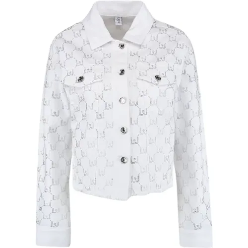 Denim Jacket Light Strass Logo , female, Sizes: S - Liu Jo - Modalova