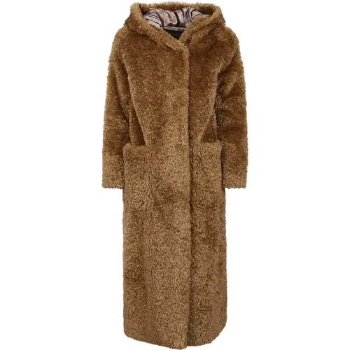 Long Hooded Faux Fur Coat , female, Sizes: M - Herno - Modalova