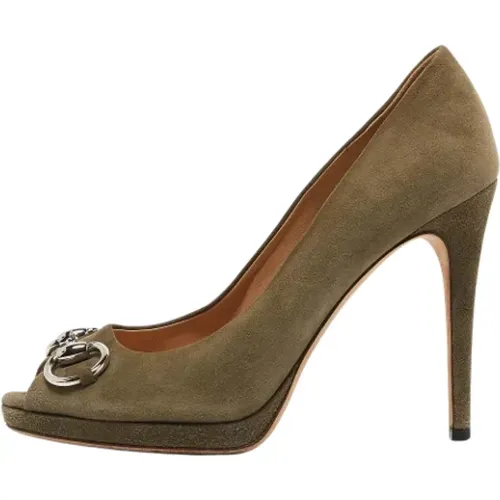 Pre-owned Suede heels , female, Sizes: 4 1/2 UK - Gucci Vintage - Modalova