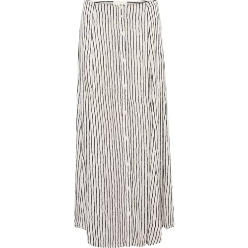Striped A-line Skirt Snow White , female, Sizes: M - My Essential Wardrobe - Modalova