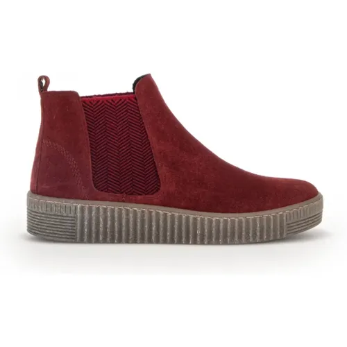Rote Samt Chelsea Boots , Damen, Größe: 42 1/2 EU - Gabor - Modalova
