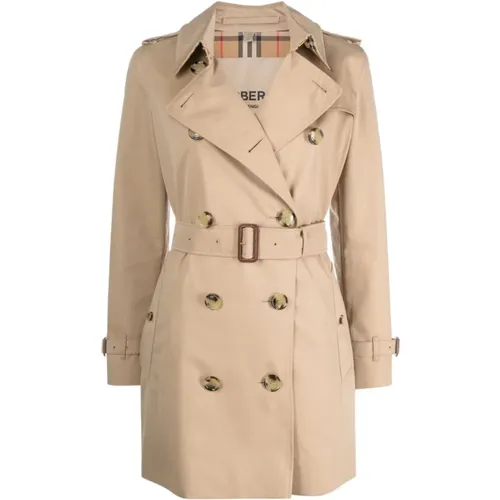 Cotton Gabardine Double-Breasted Coat , female, Sizes: 2XS - Burberry - Modalova