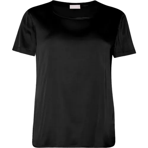 Satin T-Shirt mit Seitenschlitzen , Damen, Größe: XS - Liu Jo - Modalova