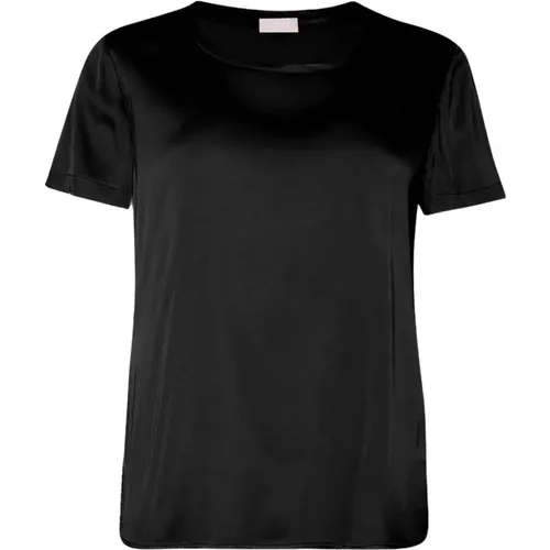 Satin T-Shirt mit Seitenschlitzen , Damen, Größe: XL - Liu Jo - Modalova