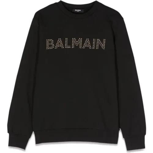 Baumwoll Logo Crewneck Sweatshirt Hergestellt in Italien - Balmain - Modalova