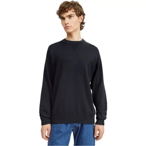 Navy Sweater Klassischer Stil , Herren, Größe: L - Hugo Boss - Modalova