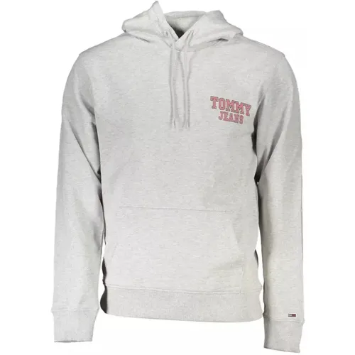 Cotton Hooded Sweatshirt with Large Pocket and Print , male, Sizes: S, L, XL, M, 2XL - Tommy Hilfiger - Modalova