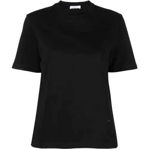 Schwarzes Baumwoll-T-Shirt mit Logo-Print , Damen, Größe: S - Salvatore Ferragamo - Modalova