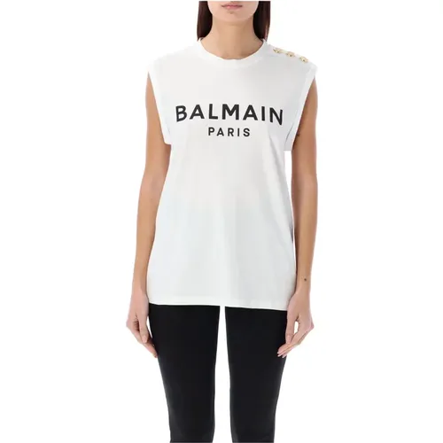 Round Neck Tank Top Black , female, Sizes: L, S, XS, M - Balmain - Modalova