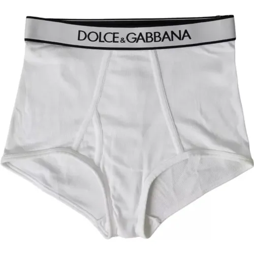 Weiße Baumwoll-Stretch-Logo-Unterwäsche - Dolce & Gabbana - Modalova