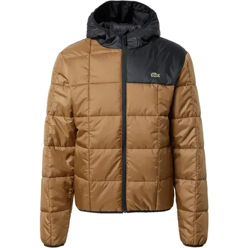 Wasserdichte Color-Block Steppjacke Marron/Noir , Herren, Größe: S - Lacoste - Modalova