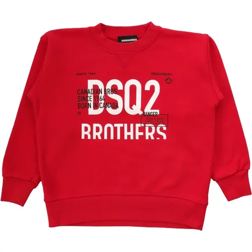 Kinder Sweatshirt Rot Regular Fit Baumwolle - Dsquared2 - Modalova