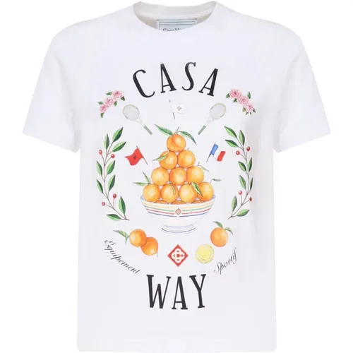 Cotton T-shirt Round Collar Short Sleeves , female, Sizes: S - Casablanca - Modalova
