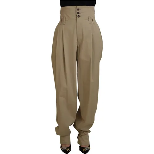 Elegant High Waist Tapered Trousers , female, Sizes: XS - Dolce & Gabbana - Modalova