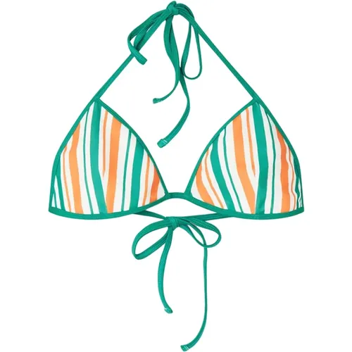 Gestreifter Grüner Triangel Bikini Top , Damen, Größe: XS - Casablanca - Modalova