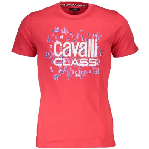Bedrucktes Logo Rundhals T-Shirt , Herren, Größe: 2XL - Cavalli Class - Modalova