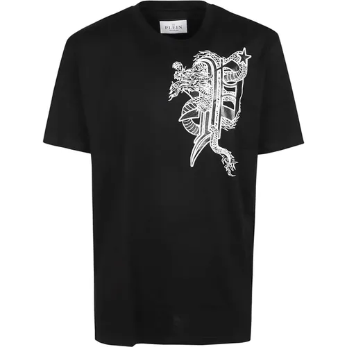 Schwarzes T-Shirt Herrenmode Stil , Herren, Größe: 2XL - Philipp Plein - Modalova