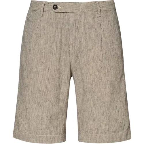Bermuda-Shorts aus Baumwolle/Leinen mit Falten - Massimo Alba - Modalova