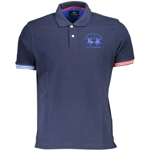 Elegantes blaues Poloshirt mit Kontrastdetails , Herren, Größe: L - LA MARTINA - Modalova