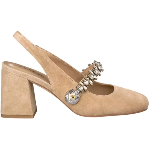 Damen Schuhe mit quadratischem Absatz und Strass-Detail , Damen, Größe: 38 EU - Alma en Pena - Modalova