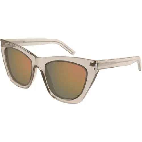 Transparente Nude Acetat Sonnenbrille mit Kupfergläsern , Damen, Größe: 55 MM - Saint Laurent - Modalova