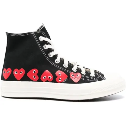 Heart Print Canvas Sneakers , female, Sizes: 7 UK, 3 UK, 4 UK - Comme des Garçons - Modalova