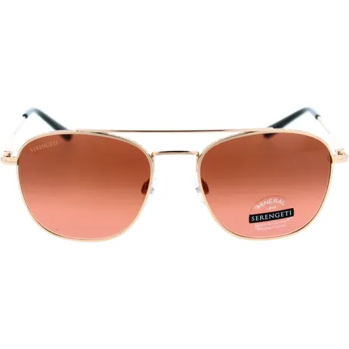 Carroll Shiny Rose Gold Sunglasses , unisex, Sizes: 53 MM - Serengeti - Modalova