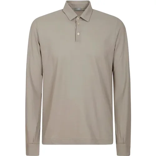 Long Sleeve Cotton Polo Shirt , male, Sizes: S - Zanone - Modalova