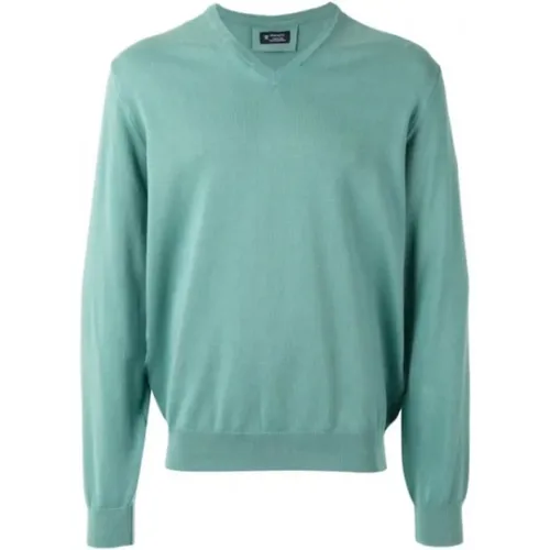 Pima Cotton V-Neck Sweater , male, Sizes: M, L, S - Hackett - Modalova