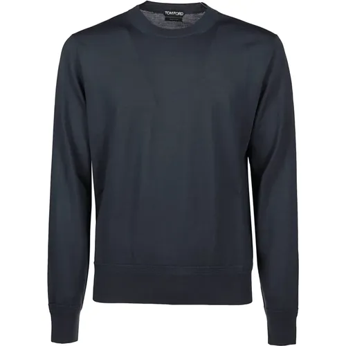 Dark Grey Round Neck Sweater for Men , male, Sizes: L - Tom Ford - Modalova
