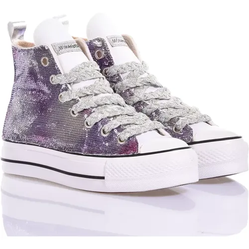 Maßgeschneiderte Silber Violett Plateau Sneakers , Damen, Größe: 37 EU - Converse - Modalova