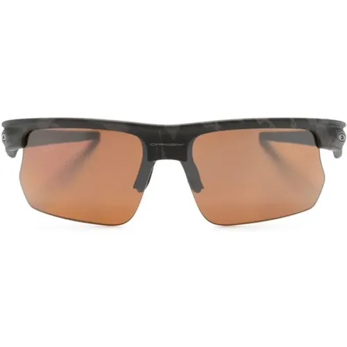 Braune Camouflage Rechteckige Sonnenbrille - Oakley - Modalova