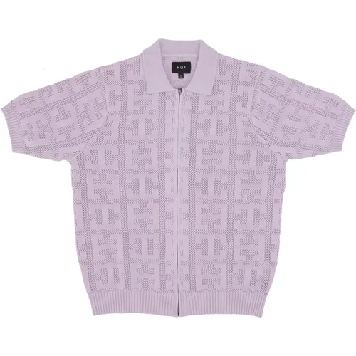 Monogram Jacquard Zip Polo Sweater - HUF - Modalova