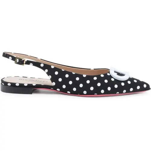 Schwarze Slingback Flats mit Polka Dots , Damen, Größe: 39 EU - Dee Ocleppo - Modalova