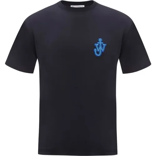 Navy JW Anchor Logo T-Shirt , male, Sizes: L, M - JW Anderson - Modalova