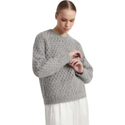 Alpaka und Merinowolle Mesh Pullover , Damen, Größe: S - PESERICO - Modalova