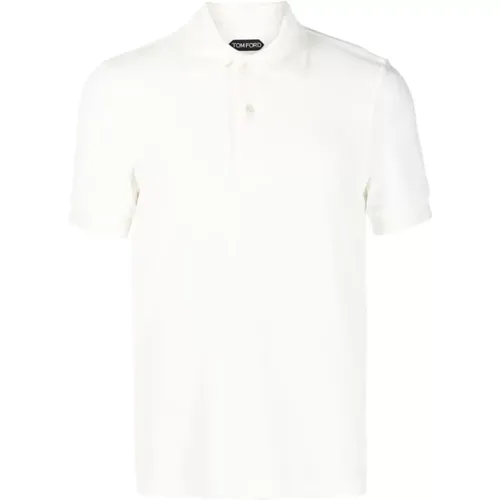 Weißes Poloshirt aus Baumwollmischung , Herren, Größe: S - Tom Ford - Modalova