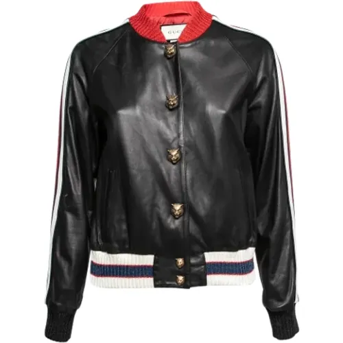 Pre-owned Leather outerwear , female, Sizes: 5 UK - Gucci Vintage - Modalova
