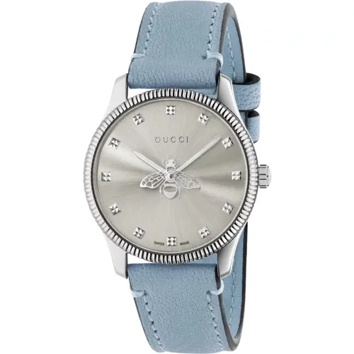 Silver Sunbrushed Dial with Bee, Light Lambskin Strap , female, Sizes: ONE SIZE - Gucci - Modalova