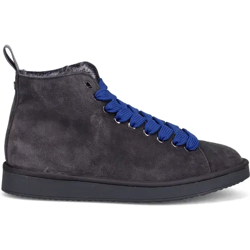 Grey Suede Ankle Boots with Blue Laces , male, Sizes: 6 UK - Panchic - Modalova