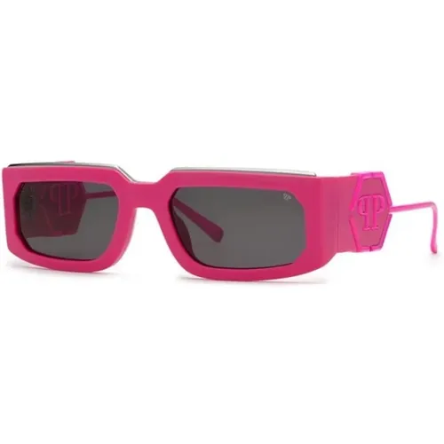 Bold Fuchsia Frame Smoke Lens Sunglasses , female, Sizes: 58 MM - Philipp Plein - Modalova