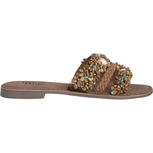 Colorful Beaded Flat Sandal , female, Sizes: 5 UK - Alma en Pena - Modalova