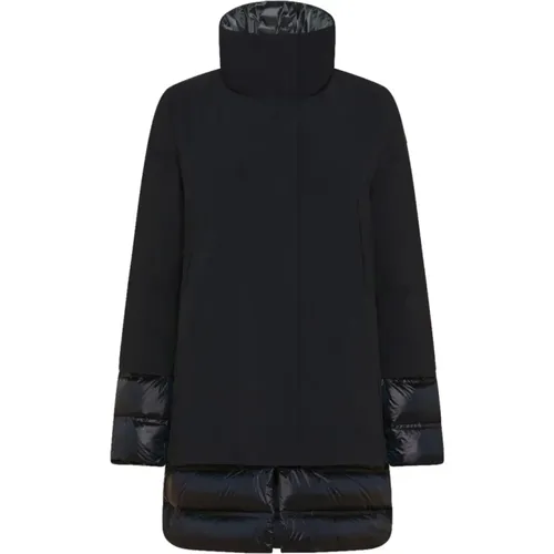 Schwarzer Synthetischer Mantel für Damen , Damen, Größe: XL - RRD - Modalova