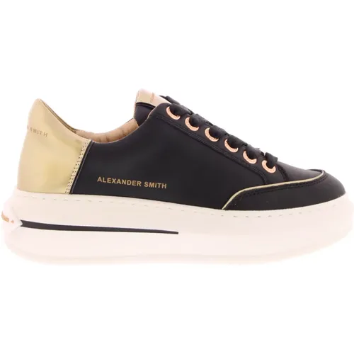 Schwarze Goldene Sneakers für Damen - Alexander Smith - Modalova