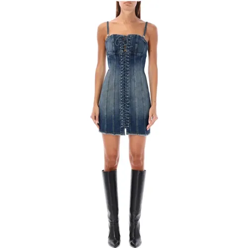 Blaues Denim Spitzen Mini Kleid , Damen, Größe: M - MISBHV - Modalova