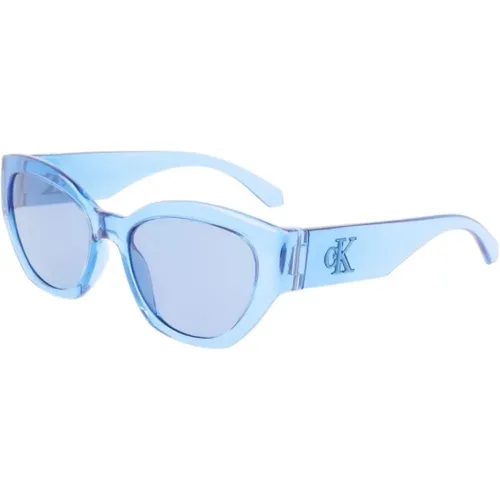 Blaue Damen Sonnenbrille Bio-Injiziertes Material , Damen, Größe: 55 MM - Calvin Klein Jeans - Modalova