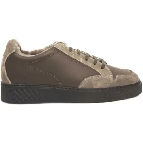 Beige Leather Sneakers with Side Logo , male, Sizes: 8 UK - Cerruti 1881 - Modalova